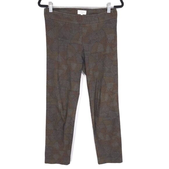 Avenue Montaigne Pants - AVENUE MONTAIGNE Geometric Ankle Pants Brown Pull On Size 8 USA MADE Handcrafted